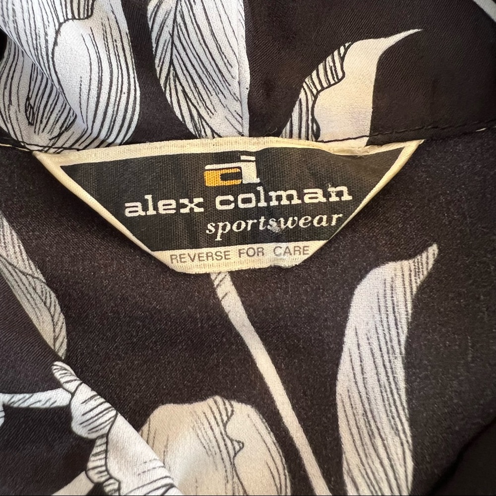 Alex Colman Sports Wear Vintage Floral Print Hood Long Sleeve Black White Tunic - Picture 12 of 13